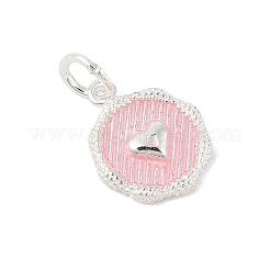 925 ciondolo rotondo piatto in argento sterling smaltato con cuore con anelli di congiunzione e 925 timbri&nbsp;STER-D288-04S-03