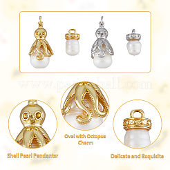8 stücke 4 arten shell perle anhänger&nbsp;KK-DC0002-79