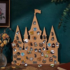 Organizadores de broches de pared de MDF y corcho con forma de castillo&nbsp;AJEW-WH0609-123B