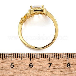 Bagues de manchette en laiton avec micro pavé de zircone cubique transparente pour femmes&nbsp;RJEW-C118-07G