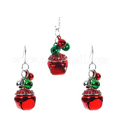 Weihnachtsglocke Legierung Strass Anhänger Halsketten & baumeln Ohrringe Sets&nbsp;WG37E36-03