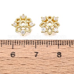 Messing Micro Pave klare Zirkonia Perlenkappen&nbsp;KK-Q071-10G-02