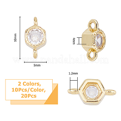 20 Stück 2 Farben Rack Plating Messing Pavé klar Zirkonia Verbinder Charms&nbsp;KK-FI0001-05