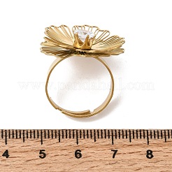 Bagues manchettes ajustables en acier inoxydable 201 serties d'un zircon cubique unique&nbsp;RJEW-K318-02C-G