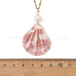 Collier avec pendentif en coquille Saint-Jacques naturelle&nbsp;NJEW-JN06547