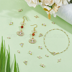 20 Stück 5 Stile Messing Pavé klare Zirkonia Verbinder Charms&nbsp;KK-HS0001-30