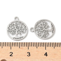 Flachrund aus Edelstahl 304 mit lasergeschnittenen Lebensbaum-Anhängern&nbsp;STAS-L022-512P