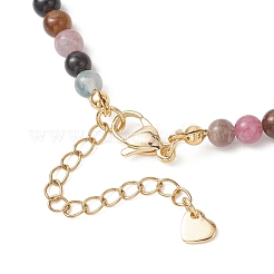 Colliers de perles dégradées en tourmaline naturelle multicolore ronde&nbsp;NJEW-JN05952-02
