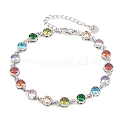 Tennisarmbänder aus Edelstahl 304 mit farbenfrohen Zirkonia-Fassungen für Damen&nbsp;BJEW-T023-02D-P