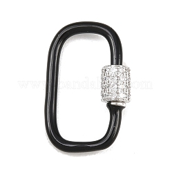 Fermoirs mousquetons à vis ovales en laiton micro-pavé de zircone cubique transparente&nbsp;KK-B167-01B-P