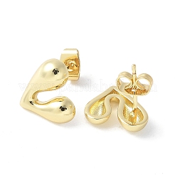 Orecchini a bottone a forma di cuore in ottone placcato a cremagliera da donna&nbsp;EJEW-Q780-11G