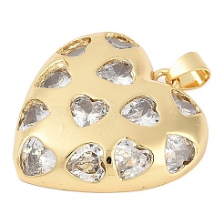 Cremagliera placcatura cuore ottone micro pavé zirconi cubici trasparenti pendenti&nbsp;KK-P287-37G