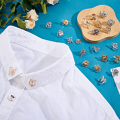 24 pieza de 24 estilos de broches de solapa antideslumbrantes de aleación de flor&nbsp;JEWB-PH0001-57