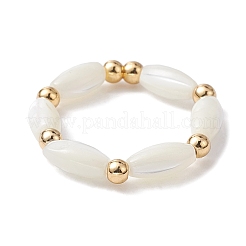 Anelli elasticizzati da donna con perline ovali in conchiglia naturale&nbsp;RJEW-JR00648