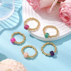 Anillos de cuentas de vidrio y jade blanco natural.&nbsp;RJEW-JR00729