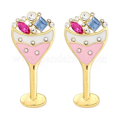 Pendientes de botón de esmalte de aleación de zinc&nbsp;EJEW-Z088-03G-01