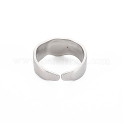 Bague de manchette ouverte ronde plate en acier inoxydable 304 anti-ternissement pour femme&nbsp;RJEW-S405-188P