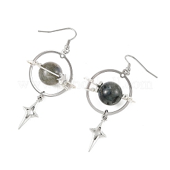 Orecchini pendenti in labradorite naturale e lega metallica&nbsp;EJEW-TA00818-01
