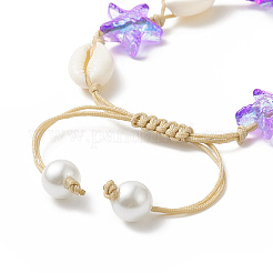 Armband aus geflochtenen Perlen aus natürlicher Kaurimuschel und Seestern aus Glas für Damen&nbsp;X-BJEW-JB09943