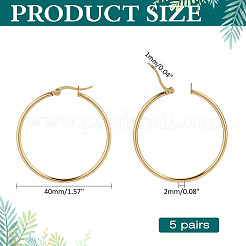 5 par de pendientes de aro de acero inoxidable 304&nbsp;EJEW-ME0001-09