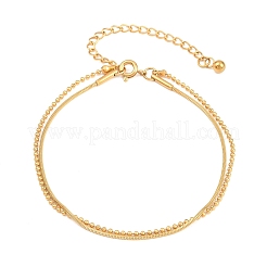 Doppellagige Armbänder aus Edelstahl 304 mit Kugel- und Schlangenkette für Damen&nbsp;BJEW-D460-06G