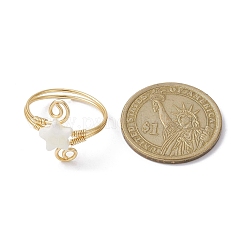 Bague de manchette en coquillage naturel&nbsp;RJEW-JR00645-01