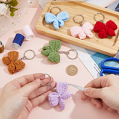 6 x Anhänger-Dekoration aus Strickfaser mit Schleife.&nbsp;KEYC-FH00049