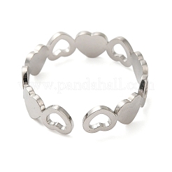 Anillos de puño abiertos de acero inoxidable 304 con forma de corazón hueco que no se deslustran para mujer&nbsp;RJEW-N048-09P