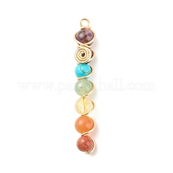 Chakra pierres précieuses naturelles et synthétiques fil de cuivre enveloppé de gros pendentifs&nbsp;PALLOY-JF01622