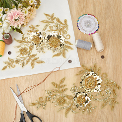 1 Paar Blumenspitze Polyester Stickerei Organza Ornament Zubehör&nbsp;DIY-CY0002-32A