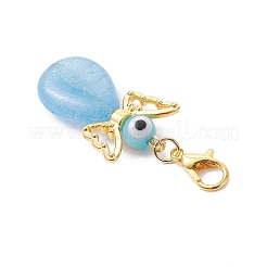 4 stücke tropfenförmigen engel natürliche amethyst & aventurin & quarz imitation aquamarin & rose quarz anhänger dekorationen&nbsp;HJEW-JM04034