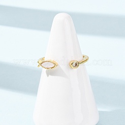 Anelli per polsini da donna in ottone con micro pavé di zirconi cubici&nbsp;RJEW-K309-39D-G