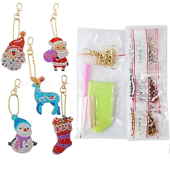 Kits de porte-clés de peinture de diamant de bricolage de thème de noël&nbsp;XMAS-PW0001-115