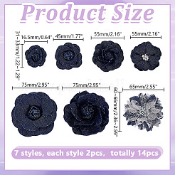 14 Stück 7 Stile Denim-Stoff-Ornament-Zubehör&nbsp;DIY-HY0002-60B