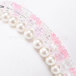 3 stücke 3 stil muschelperlen & glas saatperlen stretch-armbänder set&nbsp;BJEW-JB08705-02