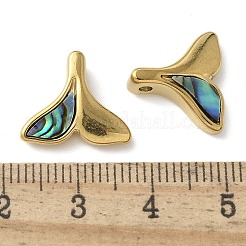 Ciondoli a forma di coda di pesce in acciaio inossidabile 304 con conchiglia paua naturale/conchiglia bianca&nbsp;STAS-U037-07G-01