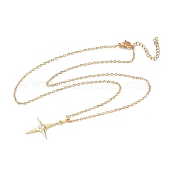 Messing Pavé klar Zirkonia Stern Anhänger 304 Edelstahl Kette Halsketten für Frauen&nbsp;NJEW-D341-07G