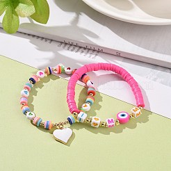 Mot j'aime maman ensembles de bracelets en perles acryliques pour la fête des mères&nbsp;BJEW-JB09044