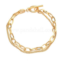 Doppellagige Armbänder aus Edelstahl 304 mit Panzer- und Kabelkette für Damen&nbsp;BJEW-G779-05G
