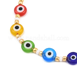 Braccialetti di perline intrecciate con perline di vetro lavorate a mano e regolabili contro il malocchio per uomo e donna&nbsp;BJEW-JB12485-02