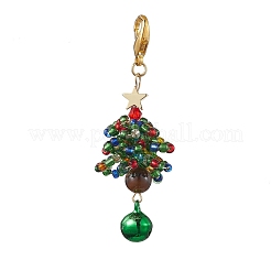 Perles de rocaille en verre pour arbre de noël et décorations pendantes en œil de tigre naturel&nbsp;HJEW-MZ00075