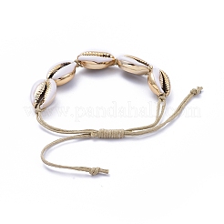 Braccialetti di perline intrecciati in filo di cotone cerato regolabili naturali&nbsp;BJEW-JB05120-01