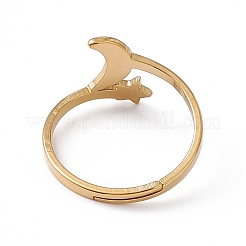 Ionenplattierung (IP) 201 Edelstahl Mond & Stern verstellbarer Ring für Frauen&nbsp;LS-RJEW-K238-08G