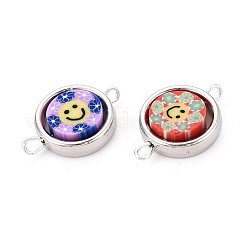 Polymerclay-Perlen mit CCB-Kunststoffrahmen-Verbinderanhängern&nbsp;CLAY-T022-35M-04