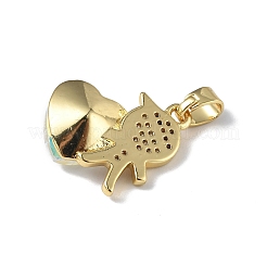 Véritable 18k plaqué or placage en laiton micro pave clair pendentifs en zircone cubique&nbsp;KK-C015-21G-09