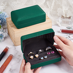 Rechteckige Fingerring-Displayboxen aus PU-Leder mit 3 Steckplatz&nbsp;CON-WH0099-10B