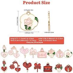 30 stücke 15 stile valentinstag thema legierung emaille anhänger&nbsp;ENAM-FS0004-22