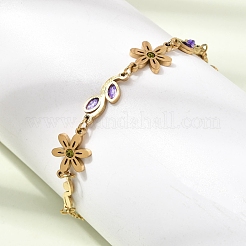 Bracelets à maillons en acier inoxydable 304 avec strass&nbsp;SA-CBAF6AD-14G