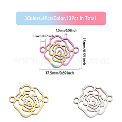 12 Stück 3 Farben Ionenbeschichtung (IP) 304 Edelstahl-Anschluss-Charms&nbsp;STAS-CA0002-09