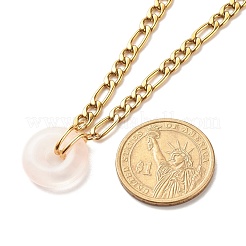 Collar con colgante de donut de cuarzo rosa natural&nbsp;NJEW-JN03815-03